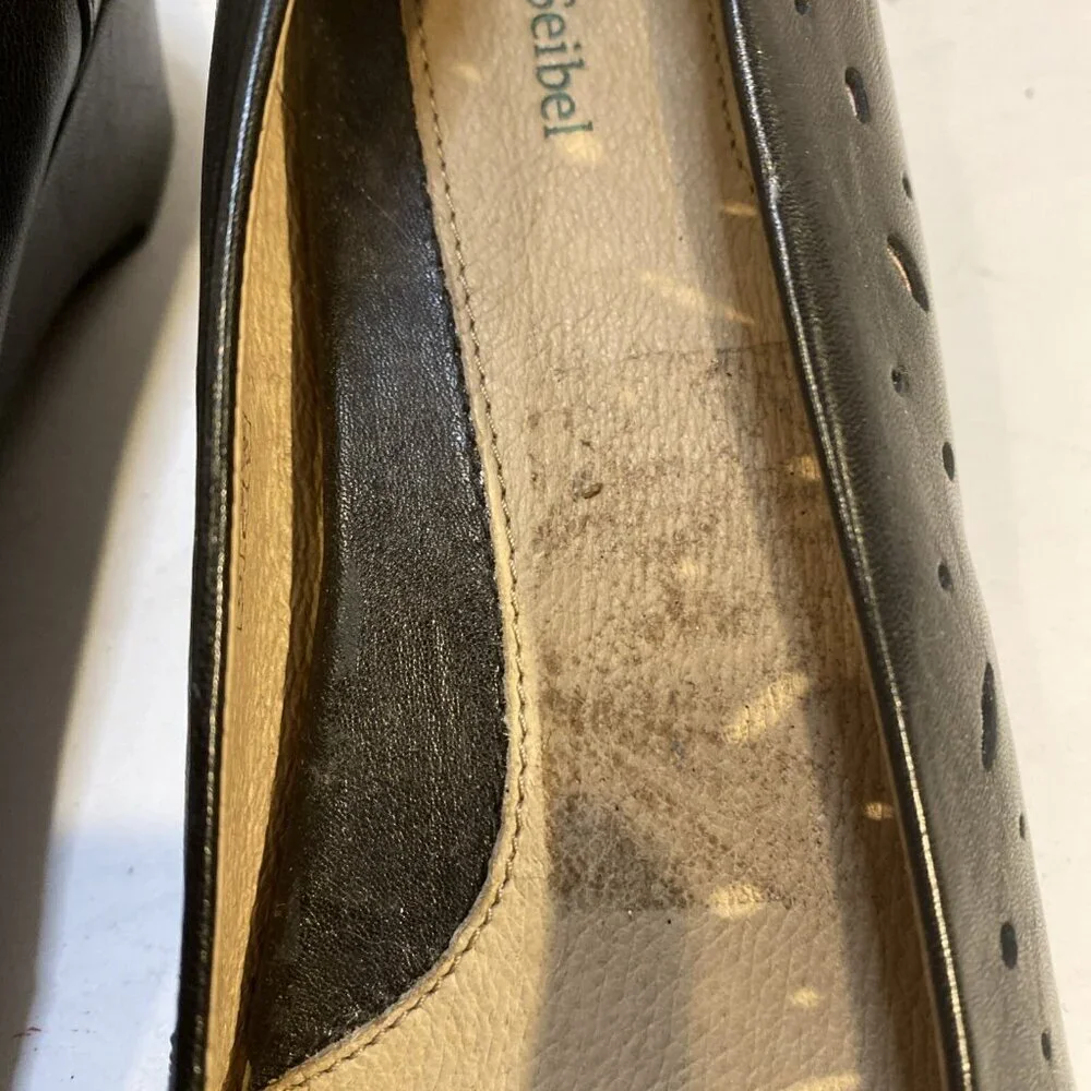 Josef Seibel Women Black Leather Loafers Size 10 Classic Basic Office Work Comfy